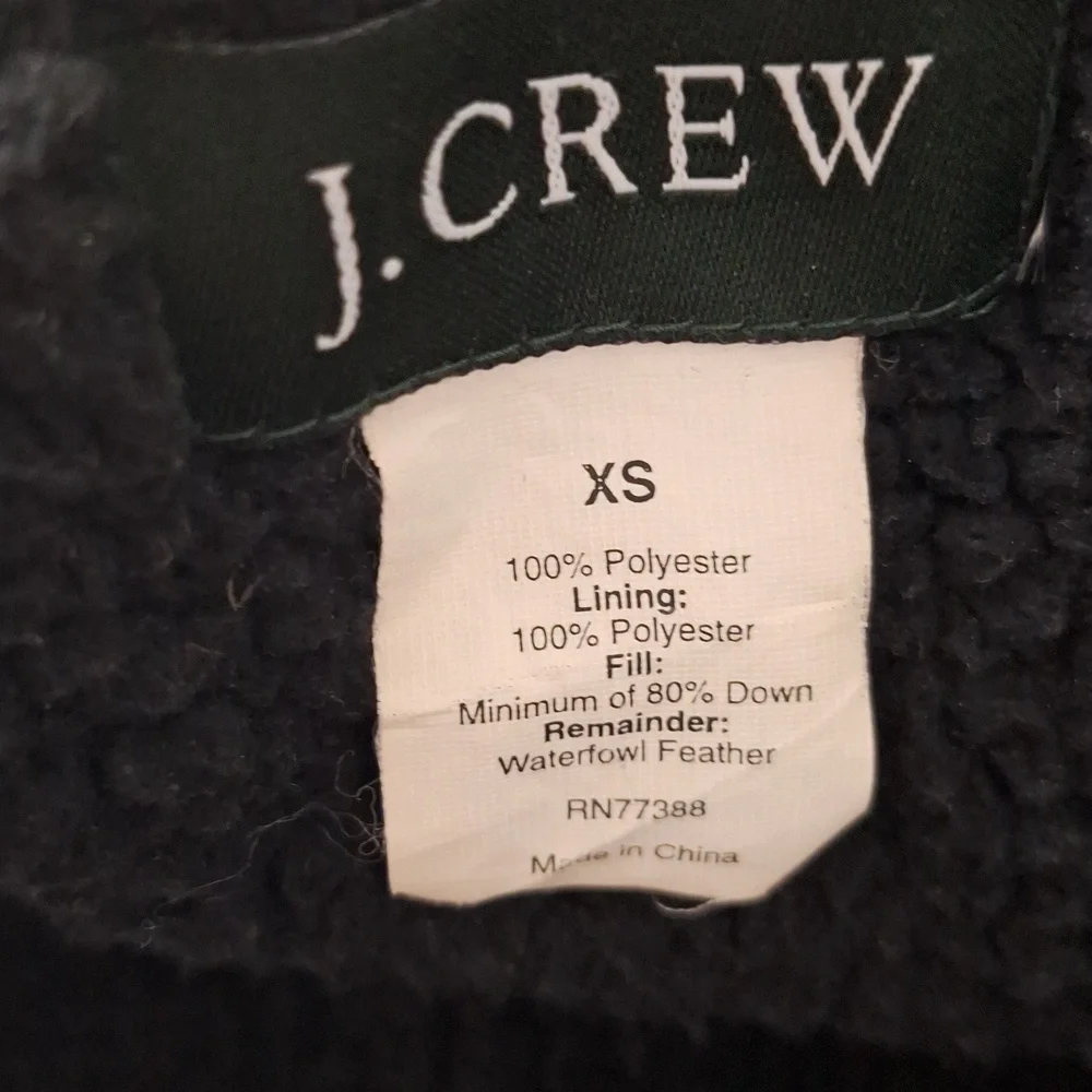 J. Crew Women's Black Down Feather Hooded Gorpcore Outdoor Puffer Jacket Size XS